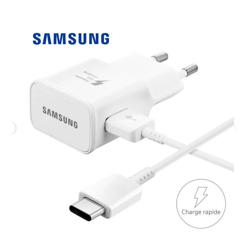 Chargeur Samsung Rapide EP-TA20EWE + Cable USB Type C pour Oppo A54 5G Couleur Blanc