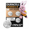 DURACELL CR2032 Piles Boutons au lithium 3V (lot de 4) - Jusqu’à +70 % de longévité - Technologie Sécurité Enfant - Recommandées