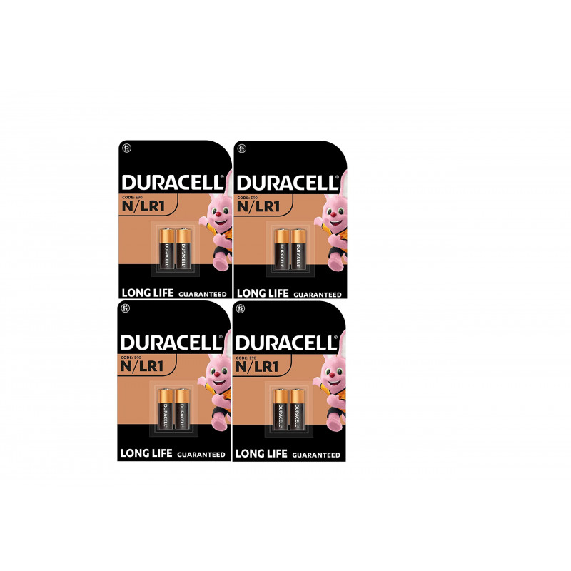 8 x Duracell N/LR1 E90 (4 ampoules de 2 batteries) 8 piles 8