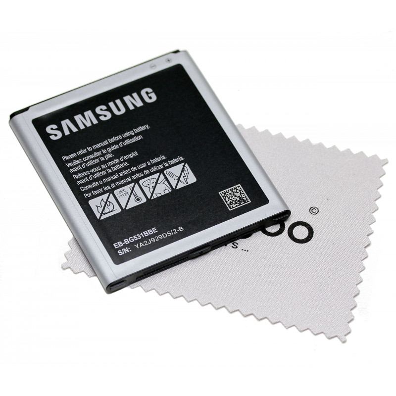 Batterie pour d'origine Samsung pour Samsung Galaxy J5 (J500F) EB-BG531BBE avec Chiffon de Nettoyage mungoo Noir