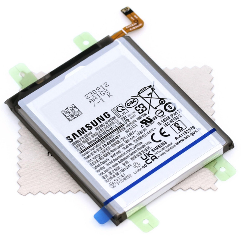 Batterie pour d'origine EB-BS908ABY pour Samsung Galaxy S22 Ultra (S908B) avec Chiffon de Nettoyage d'écran mungoo multicolore
