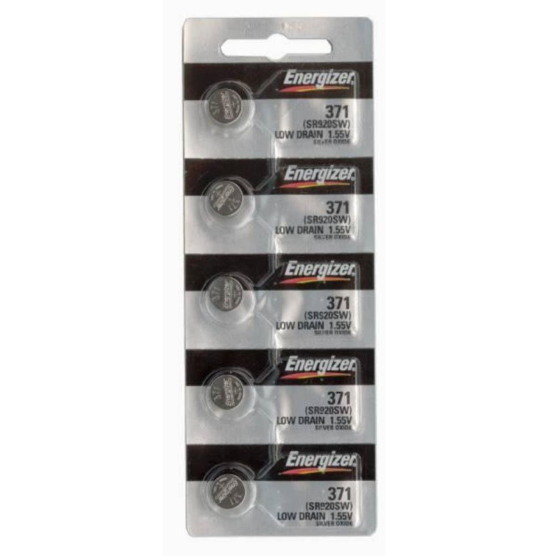 Energizer Batteries 371/370 (SR920W SR920SW) Silver Oxide Watch Battery. on Tear Strip, 5 Pack