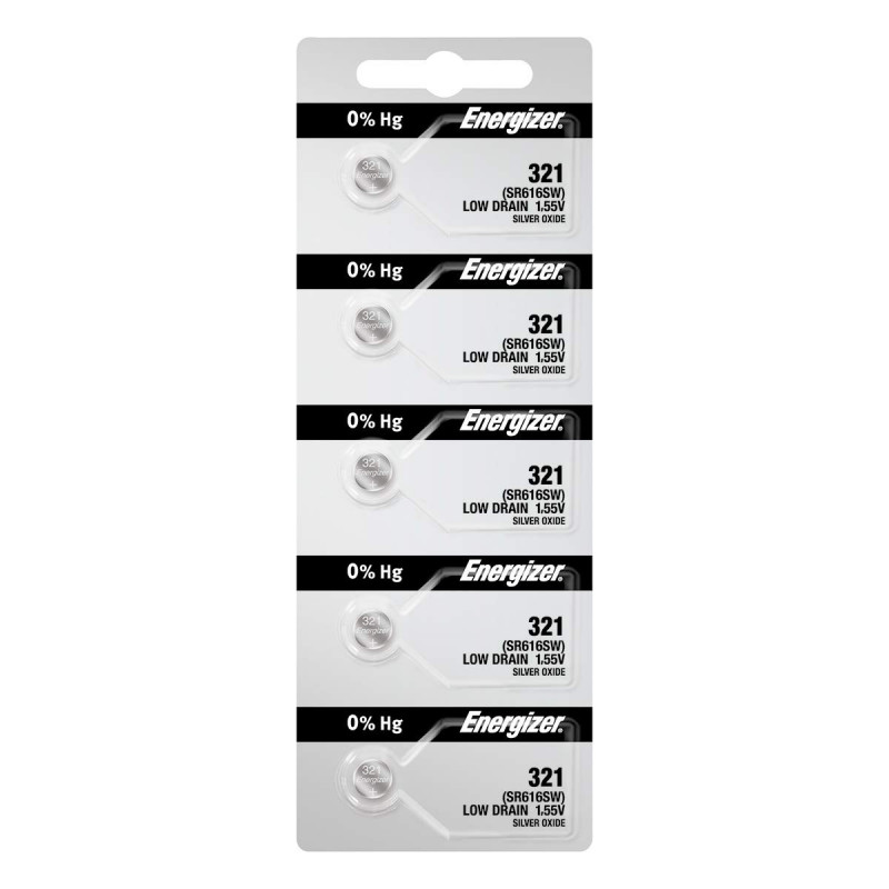 Energizer Lot de 5 Piles Bouton 321 SR616SW en oxyde d'argent pour Montre blanc/Large