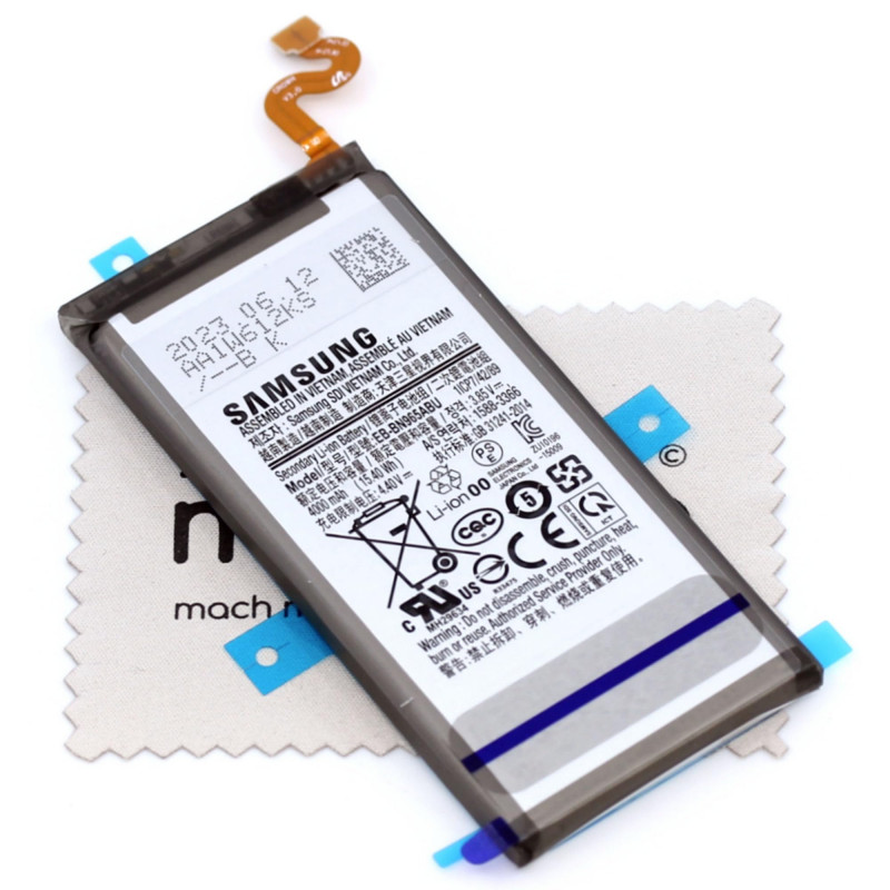 Batterie pour d'origine Samsung EB-BN965ABU pour Samsung Galaxy Note 9 (N960F) avec Chiffon de Nettoyage mungoo argenté