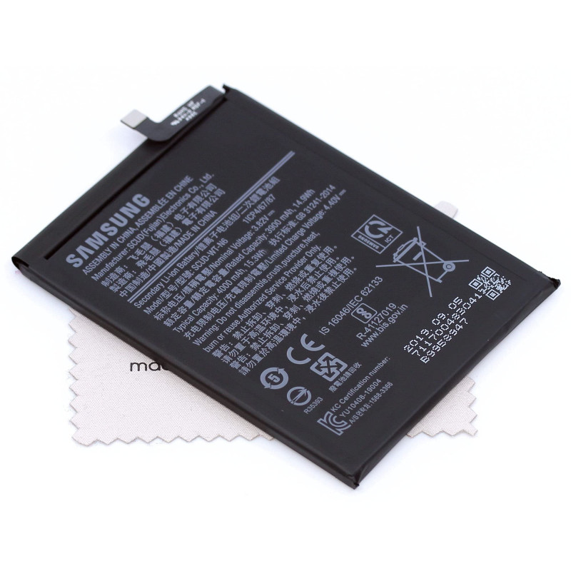 Batterie pour d'origine Scud-WT-N6 pour Samsung Galaxy A10s (A107F), Galaxy A20s (A207F) avec Chiffon de Nettoyage d'écran mungo