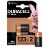 Duracell 123 Pile lithium haute puissance 3V, lot de 2 (CR123 / CR123A / CR17345), pour caméras Arlo, capteurs, verrous sans clé