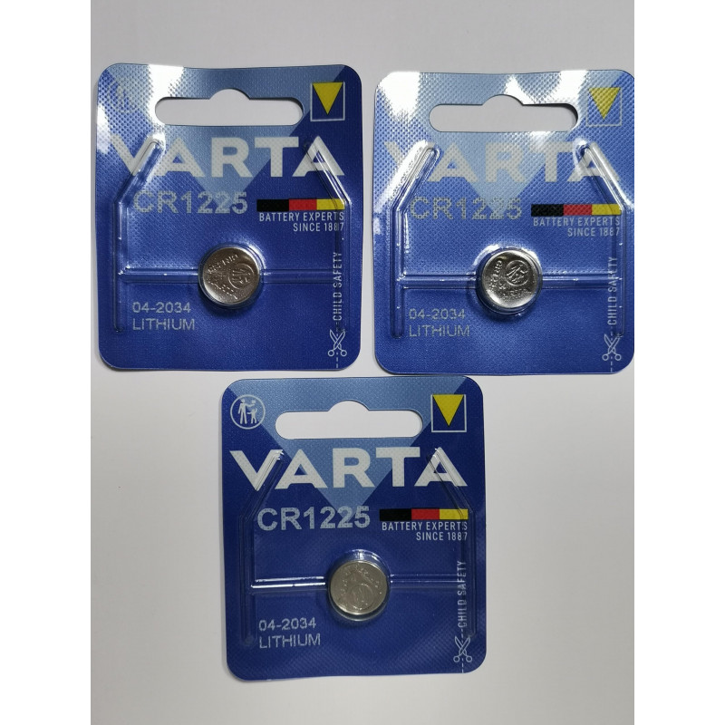 VARTA Lot de 3 blisters de 1 Pile Lithium 6225 CR 1225