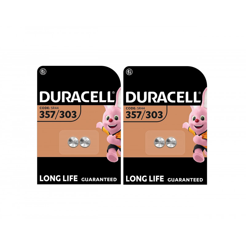 4 x Duracell 357/303 SR44 avec oxyde d'argent (2 ampoules de 2 batteries) 4 piles 4