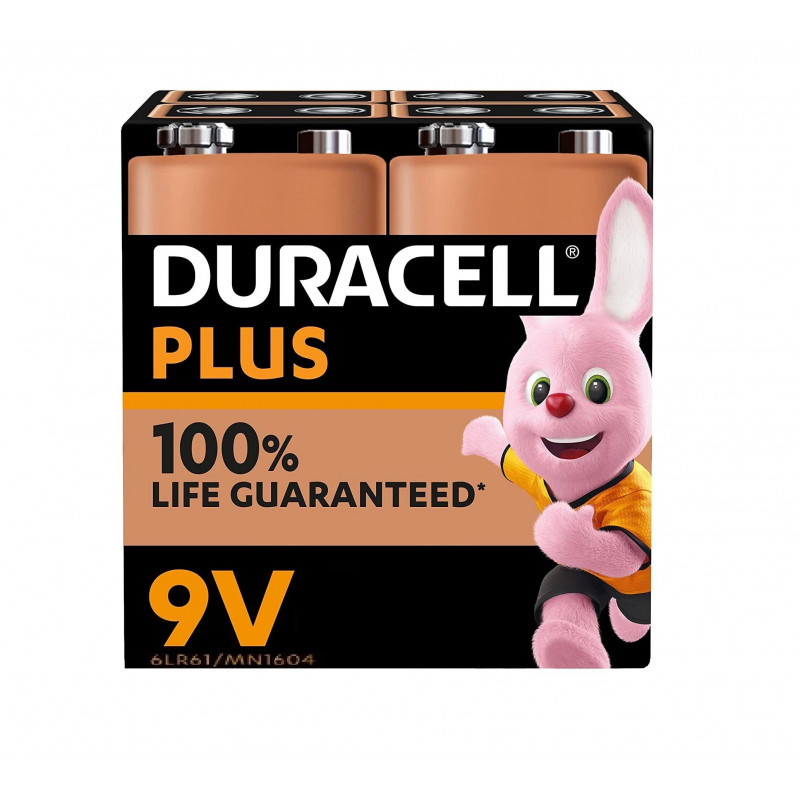 9V Duracell Lot de 4 piles
