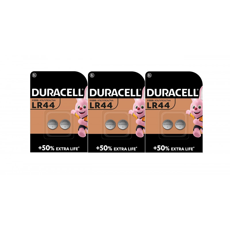 6 x Duracell LR44 A76 V13GA 76A (3 ampoules de 2 batteries) 6 piles 6
