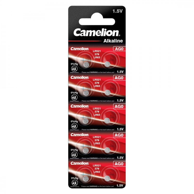 Pile Bouton Camelions, Batteries pour horloges LR63 / AG0 / LR521 / 379 / SR521W 10 Pack