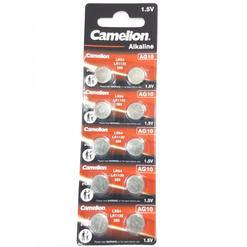 Lot de piles boutons alcalines Camelion AG10/LR54/LR1131/389