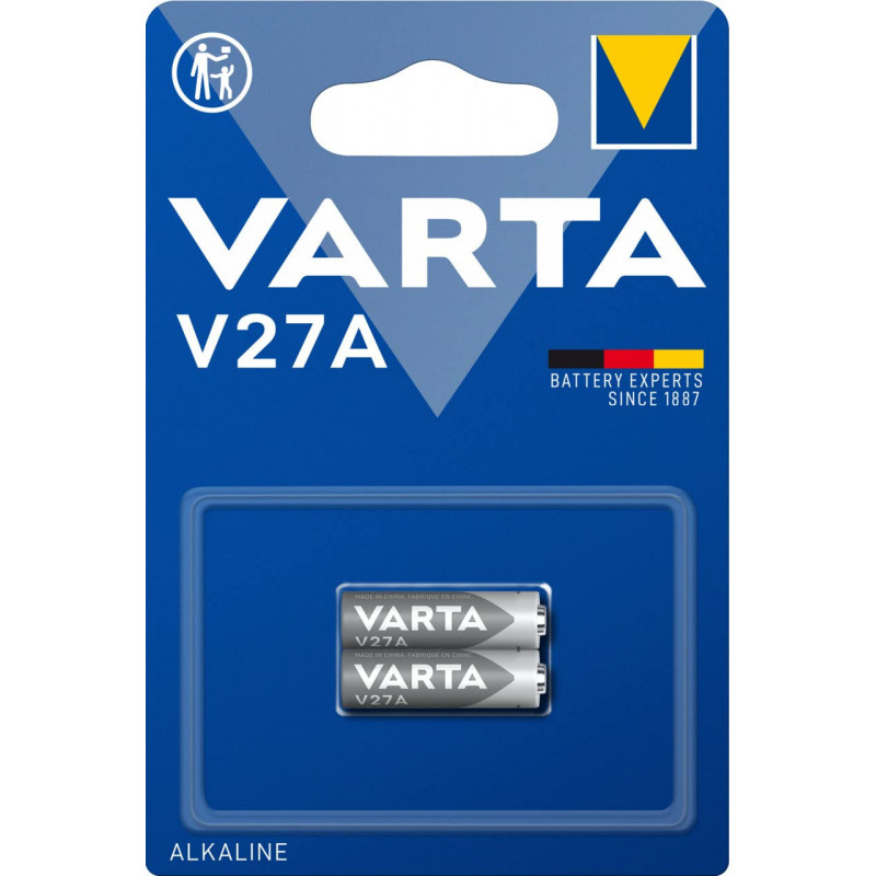 Varta Pack de 2 Piles Électroniques Alcalines V27A LR27 12 V argenté/2 Unité (Lot de 1)