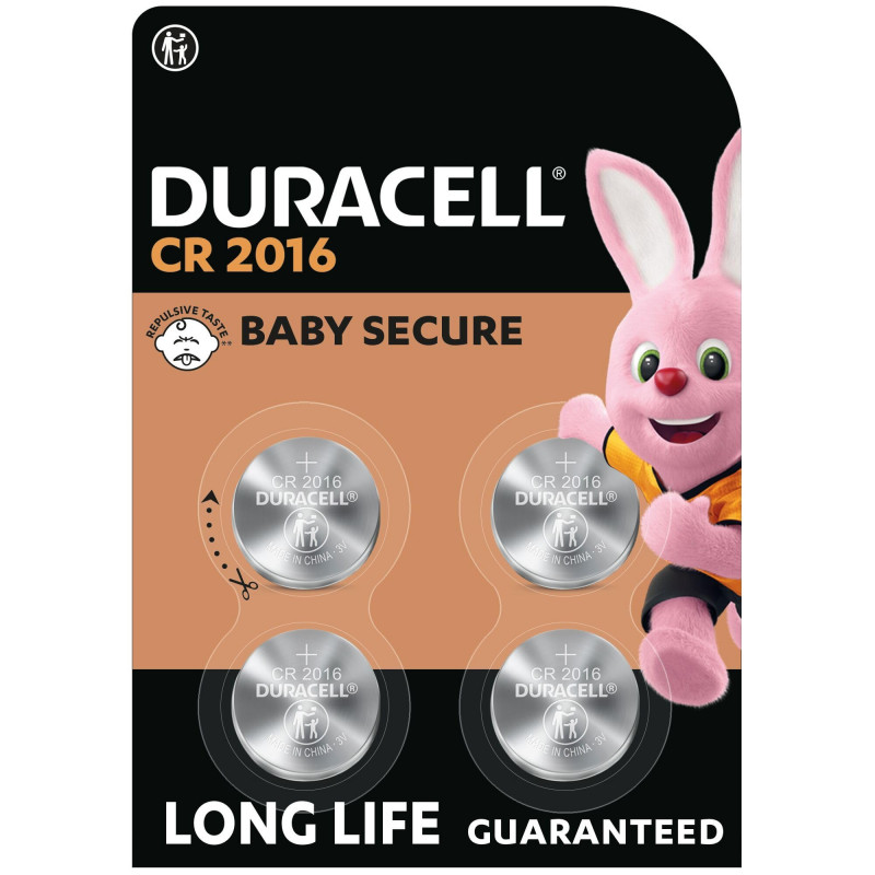 4 piles Duracell 2016 Lithium (1 blister de 4 batteries) 4