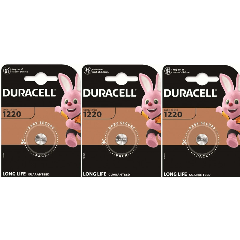 3 x Duracell 1220 (3 ampoules de 1 batterie) 3 piles (CR1220) 3