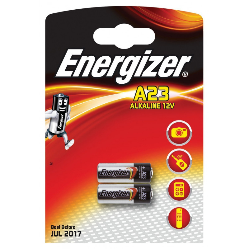 Energizer Lot de 2 piles alcalines A23 MN21 LRV08 GP23A 12V noir/12V