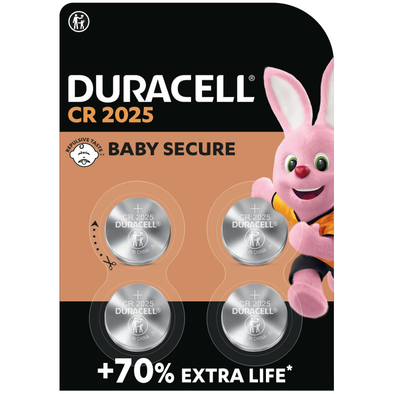 4 piles Duracell CR 2025 avec lithium (1 blister de 4 batteries) 4