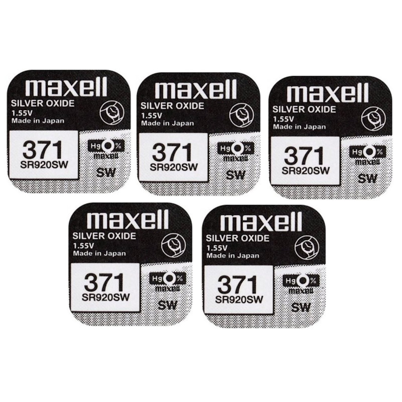 5 X Maxell 371 SR920SW 0% mercure Oxyde d'argent Piles de montre [Lot de 5]