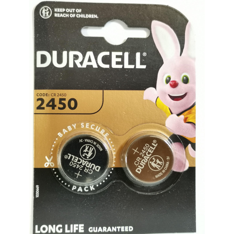 2 piles Duracell CR 2450 Lithium (1 blister de 2 batteries) 