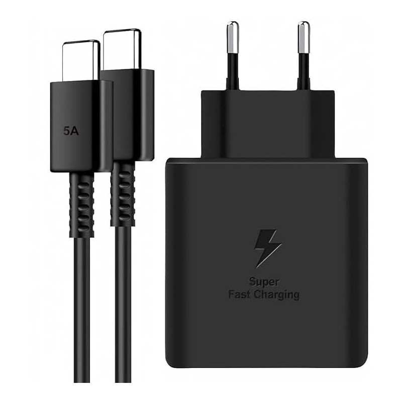 Chargeur 45W Super Charge Rapide pour Samsung Galaxy S23/S22/S21 Ultra/S20/S20+/Note 20/10/9/8/A73/A53/A52/S10/S9 Prise Secteur