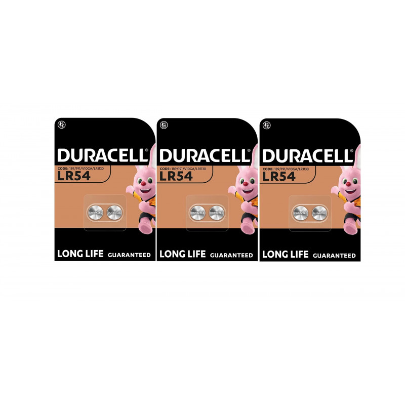 6 piles Duracell LR54 LR1130 V10GA 189 191 (3 ampoules de 2 batteries) 6