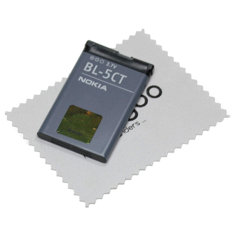 Batterie pour d'origine Nokia BL-5CT pour Nokia 3610F, 3720C, 5220, 5630, 6303C, 6303iC,6730C, C3TT, C5, C6-01 avec Chiffon de N