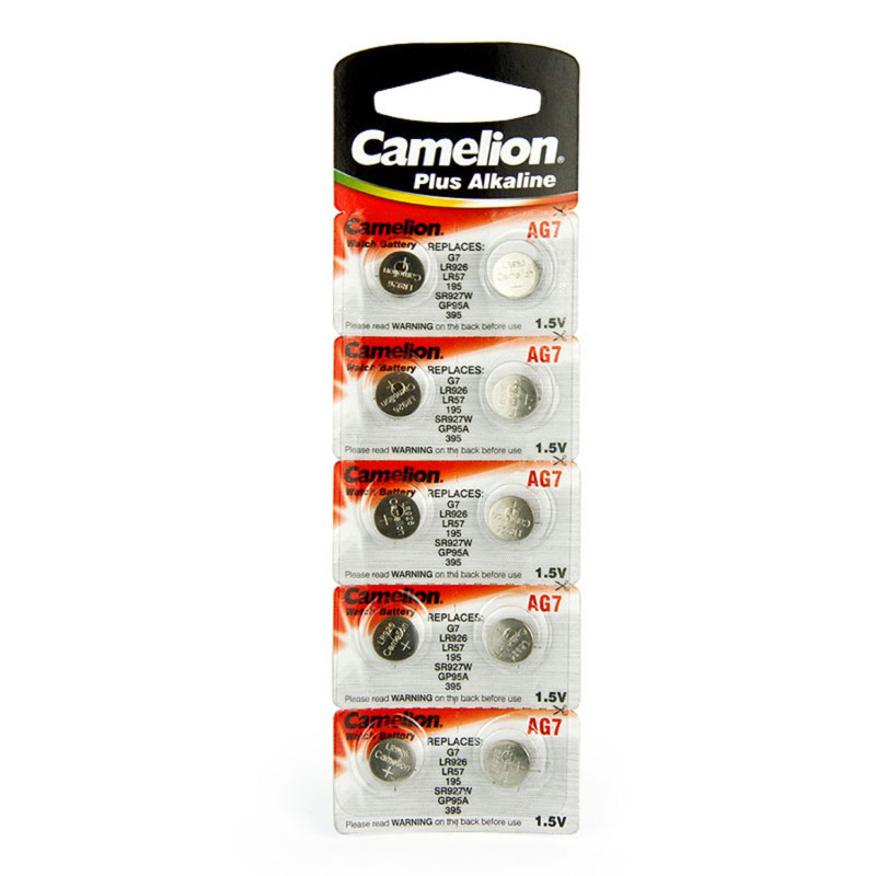 10 Camelion AG7 / LR57 / 195 / 395 pile bouton longue durée de vie (date d'expiration marqué)