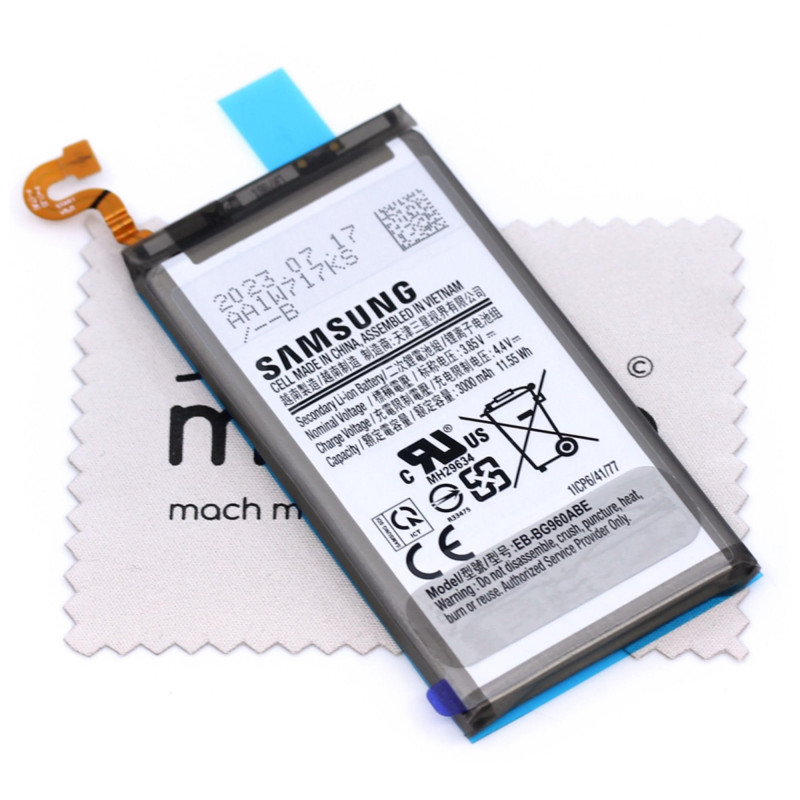 Batterie pour d'origine Samsung EB-BG960ABE pour Samsung Galaxy S9 (G960F) avec Chiffon de Nettoyage mungoo argenté
