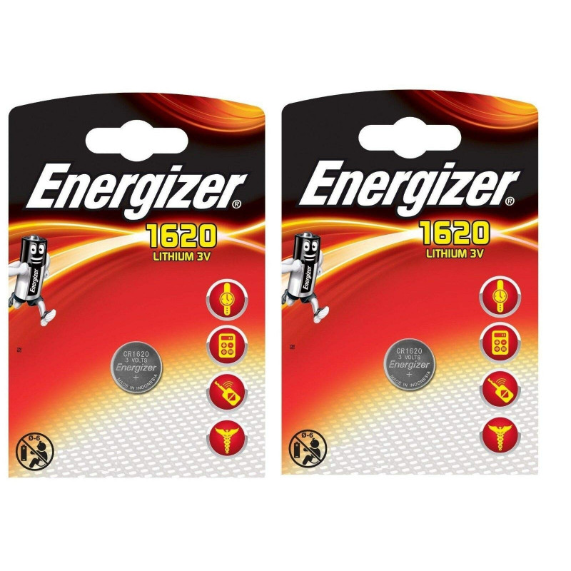 Energizer CR1620 Lot de 2 piles bouton lithium 3 V