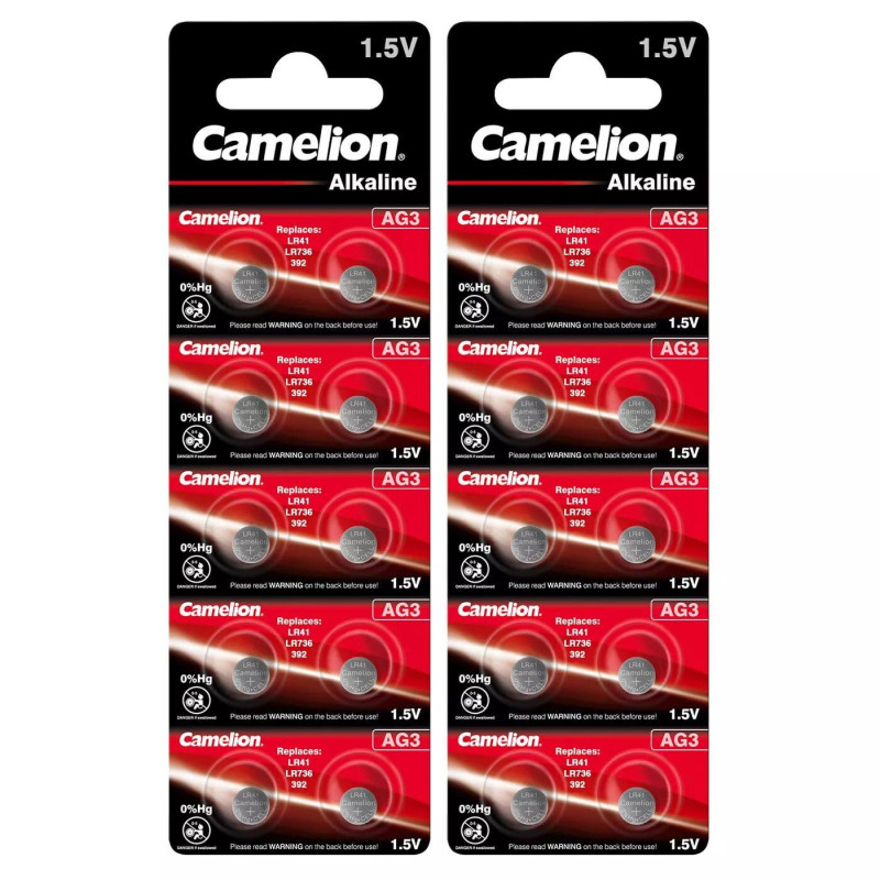 20 Camelion AG3 / LR41 / 192 / 392 pile bouton longue durée de vie (date d'expiration marqué)