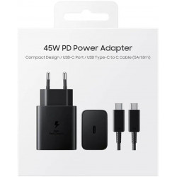 Chargeur 45W Super Charge Rapide pour Samsung Galaxy S23/S22/S21 Ultra/S20/S20+/Note 20/10/9/8/A73/A53/A52/S10/S9 Prise Secteur