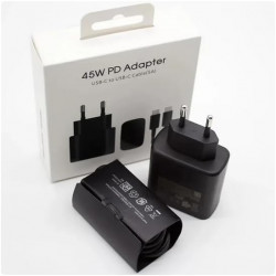Chargeur 45W Super Charge Rapide pour Samsung Galaxy S23/S22/S21 Ultra/S20/S20+/Note 20/10/9/8/A73/A53/A52/S10/S9 Prise Secteur