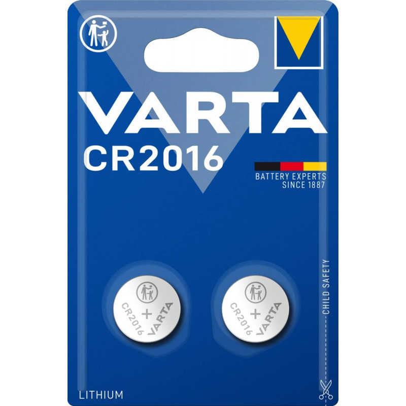 Pile ronde lithium CR2016 VARTA - blister de 2 - 6016101402