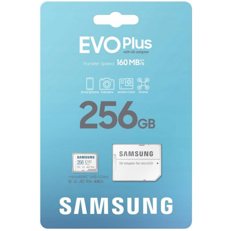 SAMSUNG Carte Mémoire 256 Go Micro SD EVO Plus 160